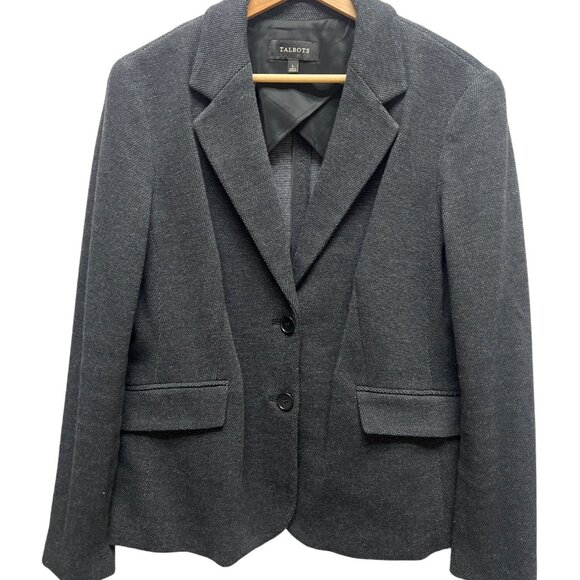 Talbots Gray Cotton Blend Soft Stretch Tailored Blazer - Picture 2 of 7